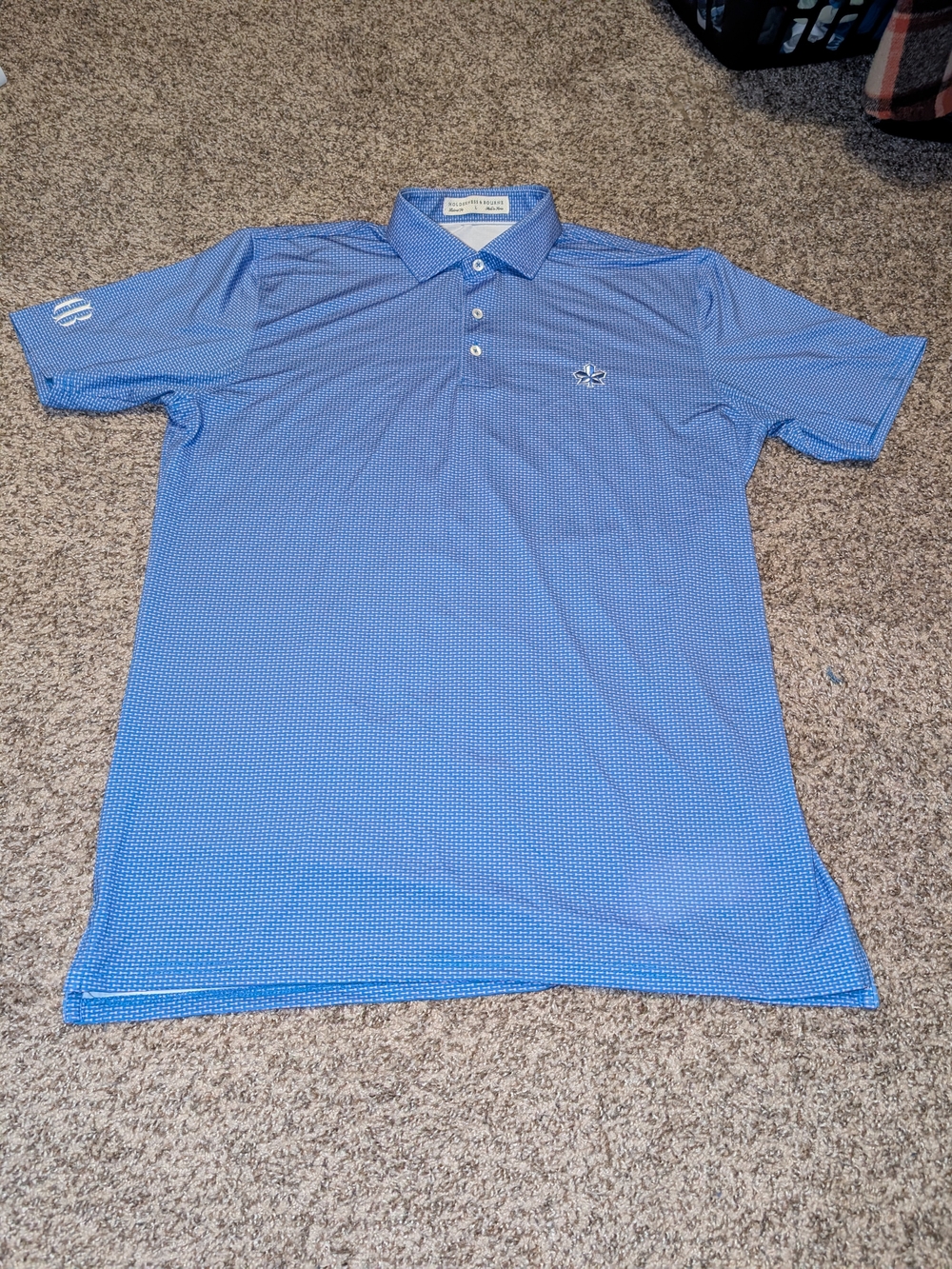 Men's Performance Polo in Light Blue with Micro-Pattern